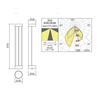 ZEUS PALETTO DA GIARDINO H75 CM ANTRACITE O MARRONE LED 11.5W LUCE 3000K IP54 MODERNO