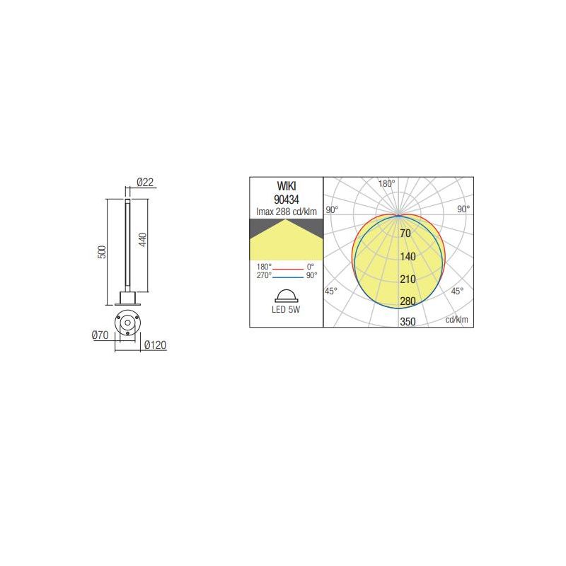 WIKI PALO DA GIARDINO H50 CM O H90 CM  IP65 ALLUMINIO ANTRACITE LED INTEGRATO LUCE 3000K MODERNO