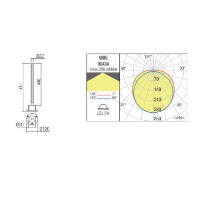 WIKI PALO DA GIARDINO H50 CM O H90 CM  IP65 ALLUMINIO ANTRACITE LED INTEGRATO LUCE 3000K MODERNO