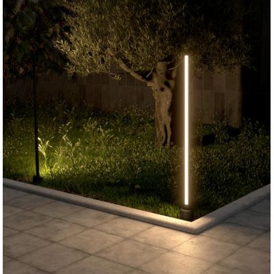 WIKI PALO DA GIARDINO H50 CM O H90 CM  IP65 ALLUMINIO ANTRACITE LED INTEGRATO LUCE 3000K MODERNO