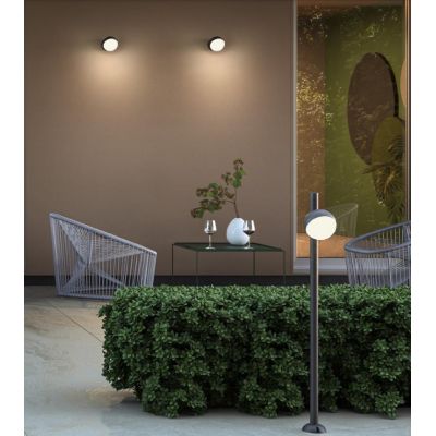 MAGNUS APPLIQUE DA ESTERNO A SFERA IN ALLUMINIO ANTRACITE O CORTEN IP54 DESIGN MODERNO