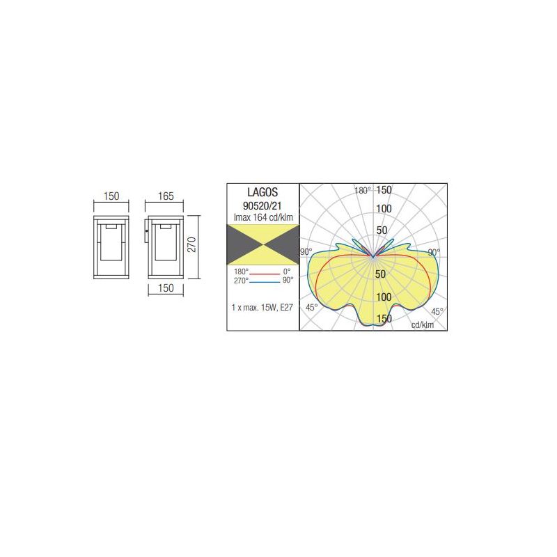 LAGOS APPLIQUE A LANTERNA IP54 ALLUMINIO ANTRACITE O MARRONE LAMPADINA E27 MODERNA