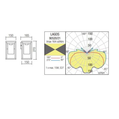 LAGOS APPLIQUE A LANTERNA IP54 ALLUMINIO ANTRACITE O MARRONE LAMPADINA E27 MODERNA