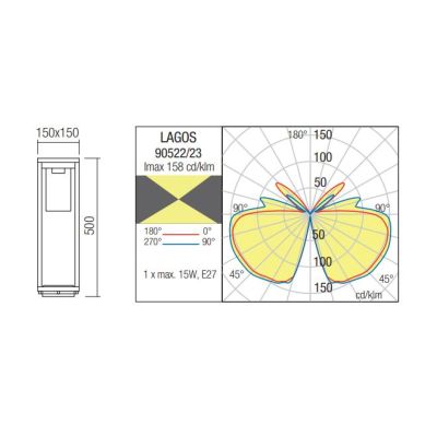 LAGOS PALETTO DA ESTERNO IP54 2 MISURE ALLUMINIO ANTRACITE O MARRONE LAMPADINA E27 MODERNO