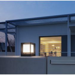 LANDMARK LAMPIONCINO H27 CM DA ESTERNO IP54 QUADRATO ANTRACITE E MARRONE MODERNO 2