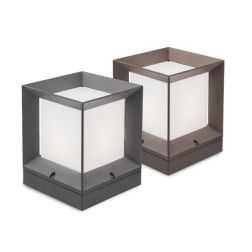 LANDMARK LAMPIONCINO H27 CM DA ESTERNO IP54 QUADRATO ANTRACITE E MARRONE MODERNO