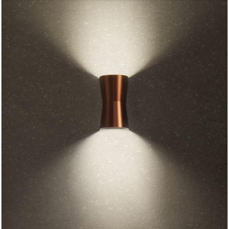 TRON APPLIQUE DA ESTERNO IP65 ANTRACITE O RAME BIEMISSIONE LUCE ANTI CORROSIONE MODERNA