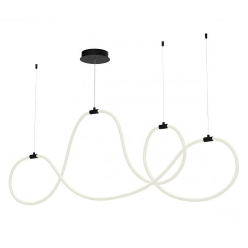 HENK SOSPENSIONE MODERNA SINUOSA NERA O ORO LED 54W LUCE 3000K DIMMERABILE