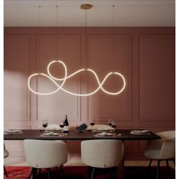 HENK SOSPENSIONE MODERNA SINUOSA NERA O ORO LED 54W LUCE 3000K DIMMERABILE