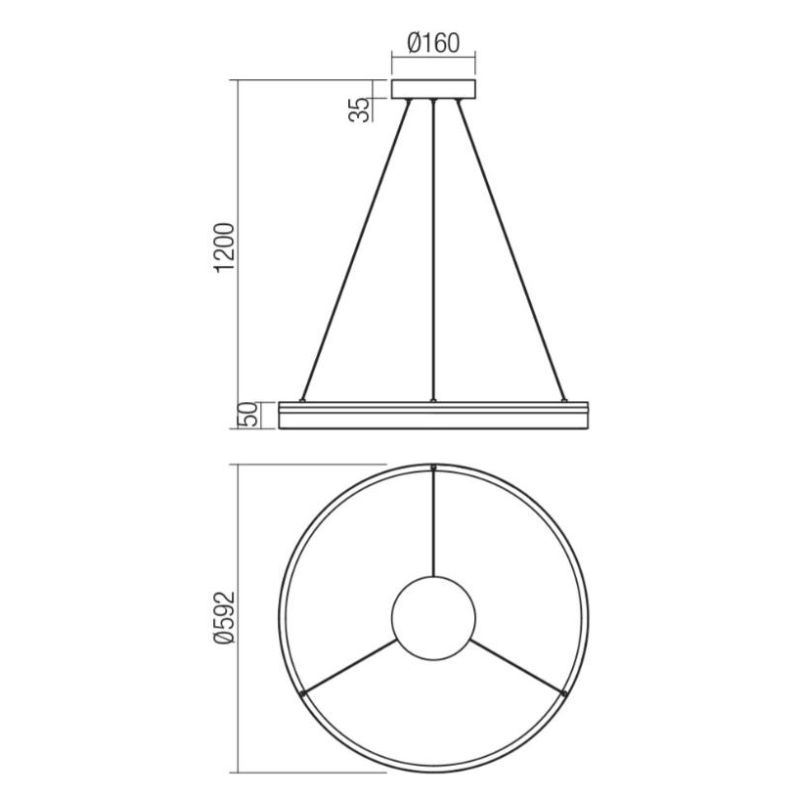 VALDIS SOSPENSIONE MODERNA AD ANELLO 2 MISURE A LED CON LUCE 3000K-4000K BIANCO,NERO E ORO