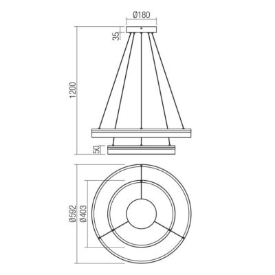VALDIS SOSPENSIONE MODERNA 2 ANELLI IN 2 MISURE A LED CON LUCE 3000K-4000K BIANCO,NERO E ORO