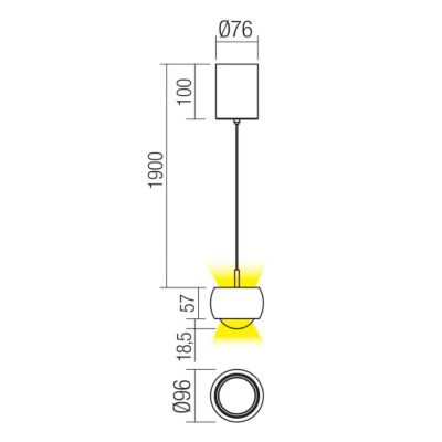 AVES SOSPENSIONE SINGOLA A SFERA  IN ALLUMINIO 6 COLORI LED 12W LUCE 3000K ORIGINALE