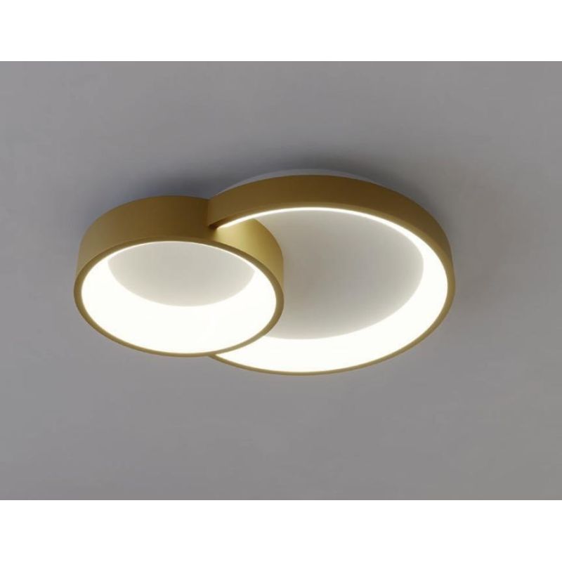 COMBI PLAFONIERA DUE CERCHI ORO,BIANCO O NERO LED 40W CCT DIMMERABILE LARGHEZZA CM 48 MODERNA