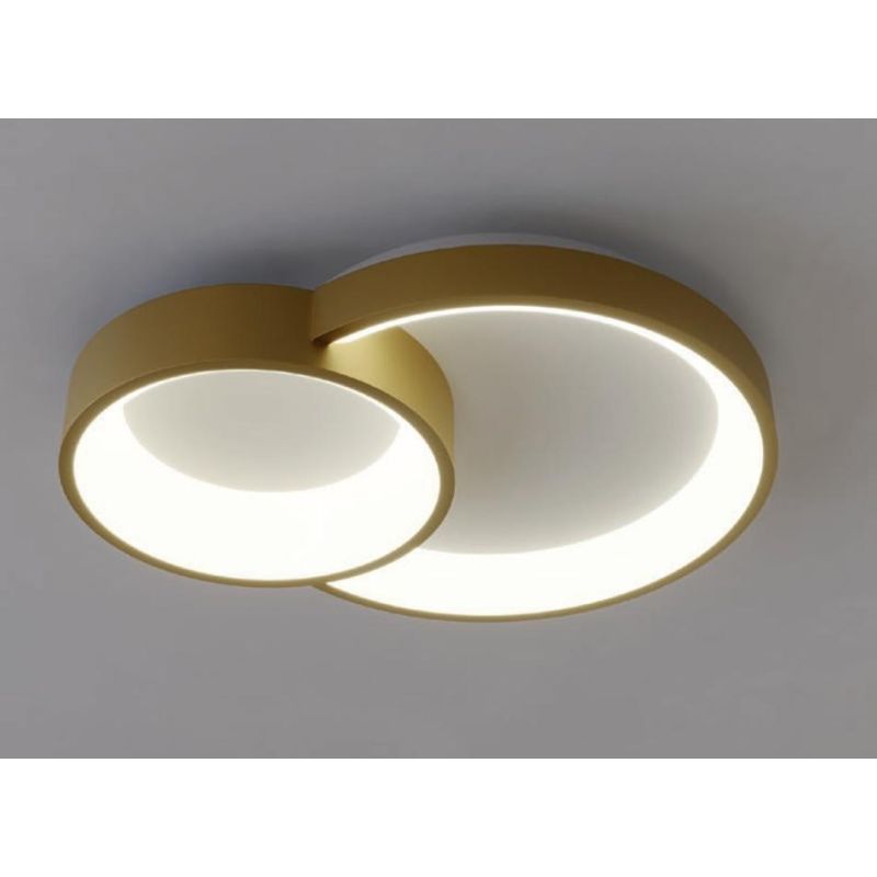 COMBI PLAFONIERA DUE CERCHI ORO,BIANCO O NERO LED 50W CCT DIMMERABILE LARGHEZZA CM 72 MODERNA