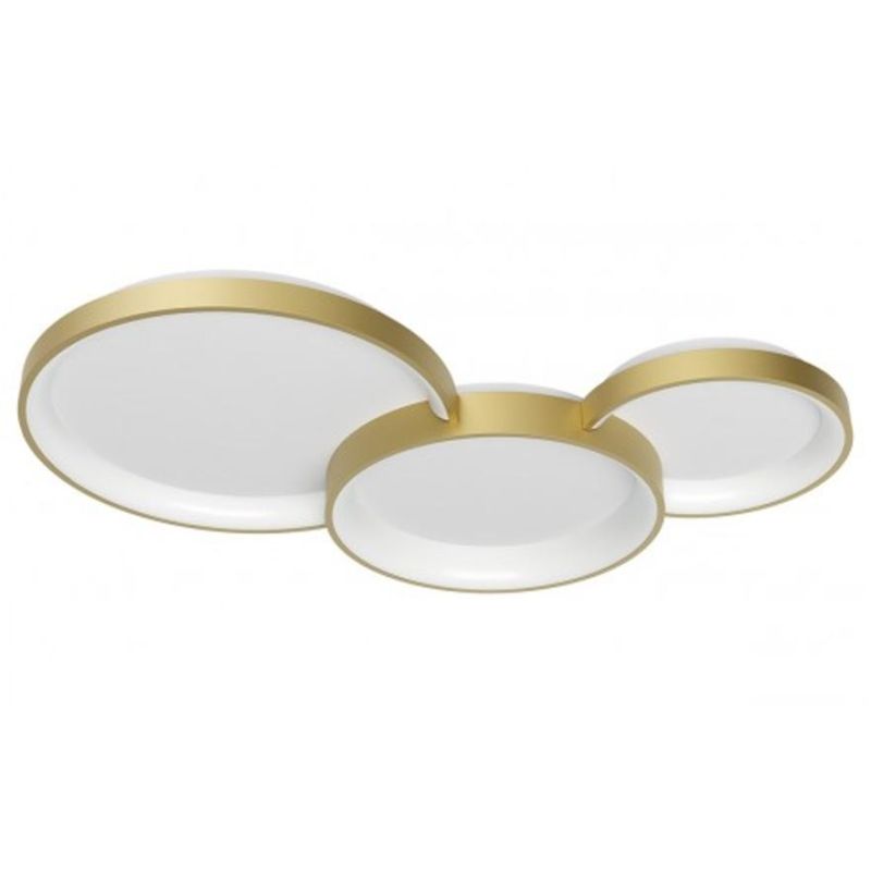 COMBI PLAFONIERA TRE CERCHI ORO,BIANCO O NERO LED 72W CCT DIMMERABILE LARGHEZZA CM 105 MODERNA