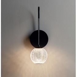 GIANET APPLIQUE MODERNA ORO O NERA CON SFERA IN ACRILICO STAMPATO LED 4W LUCE 3000K 2
