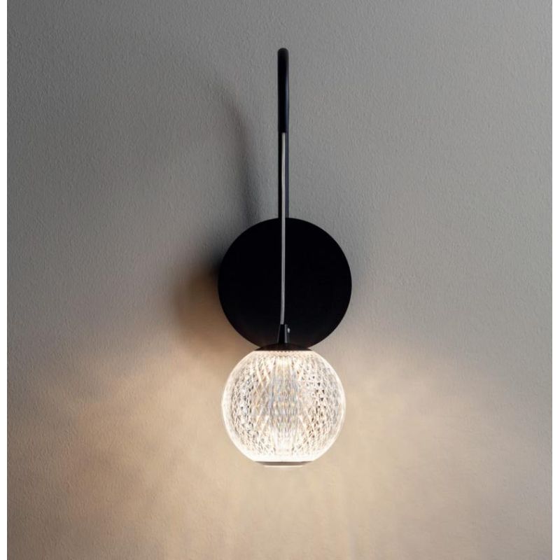 GIANET APPLIQUE MODERNA ORO O NERA CON SFERA IN ACRILICO STAMPATO LED 4W LUCE 3000K