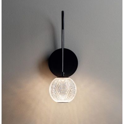 GIANET APPLIQUE MODERNA ORO O NERA CON SFERA IN ACRILICO STAMPATO LED 4W LUCE 3000K