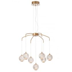 GIANET SOSPENSIONE 7 LUCI ORO O NERA CON SFERE IN ACRILICO STAMPATO LED 28W LUCE 3000K 2