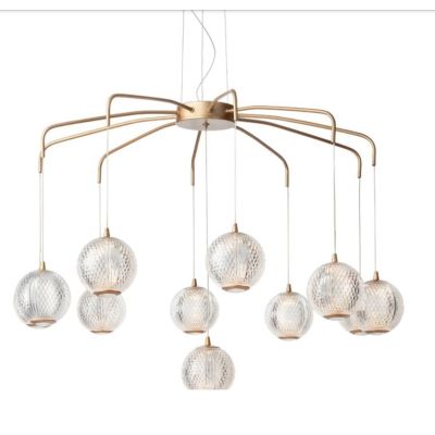 GIANET SOSPENSIONE 11 LUCI ORO O NERA CON SFERE IN ACRILICO STAMPATO LED 42W LUCE 3000K
