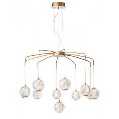 GIANET SOSPENSIONE 11 LUCI ORO O NERA CON SFERE IN ACRILICO STAMPATO LED 42W LUCE 3000K