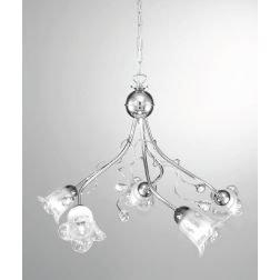 SILVIA LAMPADARIO STILE CLASSICO 5 LUCI IN METALLO CROMO CON DIFFUSORI IN VETRO CRISTALENSI LUX - Cristalensi Shop Online