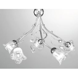 SILVIA LAMPADARIO STILE CLASSICO 5 LUCI IN METALLO CROMO CON DIFFUSORI IN VETRO CRISTALENSI LUX - Cristalensi Shop Online 2