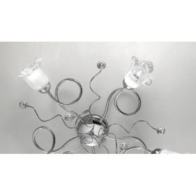 SILVIA PLAFONIERA STILE CLASSICO 5 LUCI IN METALLO CROMO CON DIFFUSORI IN VETRO CRISTALENSI LUX - Cristalensi Shop Online