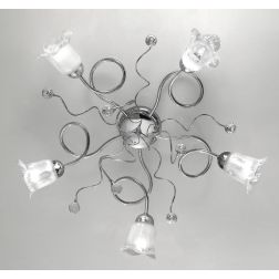SILVIA PLAFONIERA STILE CLASSICO 5 LUCI IN METALLO CROMO CON DIFFUSORI IN VETRO CRISTALENSI LUX - Cristalensi Shop Online