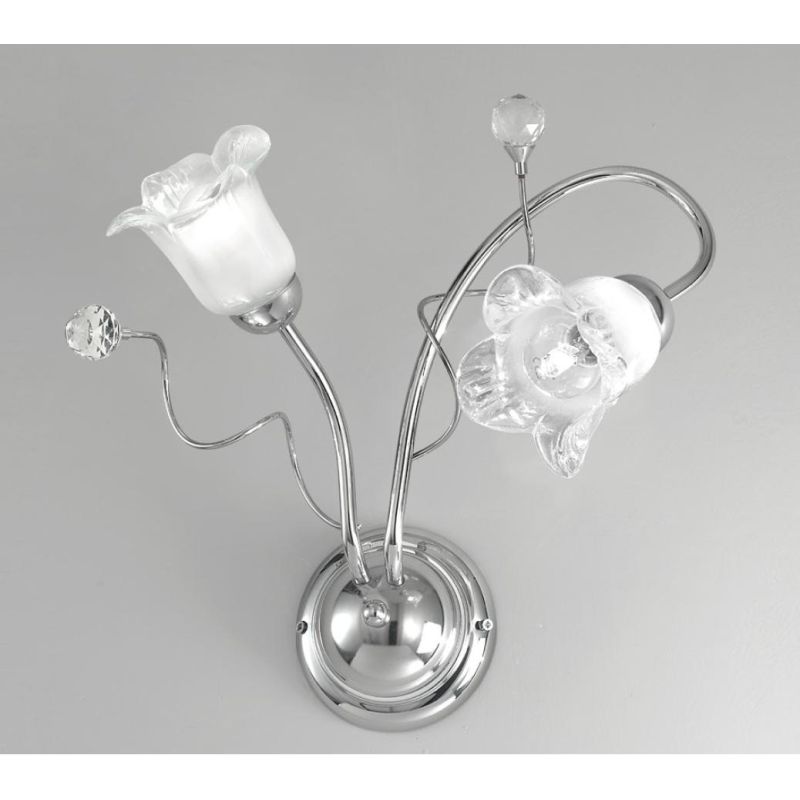 SILVIA APPLIQUE IN STILE CLASSICO 2 LUCI IN METALLO CROMO CON DIFFUSORI IN VETRO CRISTALENSI LUX - Cristalensi Shop Online