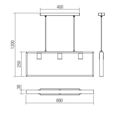 TIMBER SOSPENSIONE 3 LUCI NERA CON CORNICE IN LEGNO NATURALE MODERNA LAMPADINE 3XE27