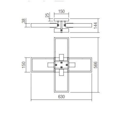 TIMBER PLAFONIERA 4 LUCI VINTAGE IN LEGNO NATURALE E METALLO NERO CON LAMPADINE A VISTA E27