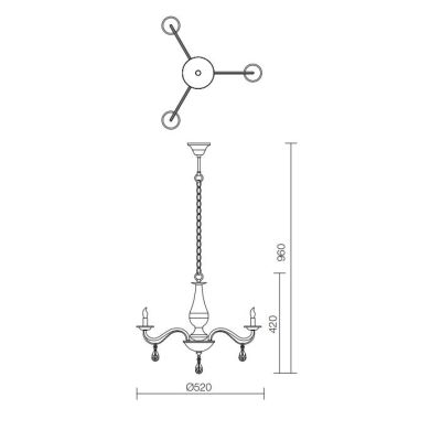 FABIOLA LAMPADARIO CLASSICO CON 3 O 5 LUCI IN METALLO FINITURA OTTONE LAMPADINE A VISTA ATTACCO E14