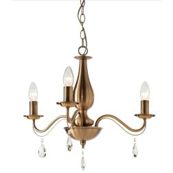 FABIOLA LAMPADARIO CLASSICO CON 3 O 5 LUCI IN METALLO FINITURA OTTONE LAMPADINE A VISTA ATTACCO E14