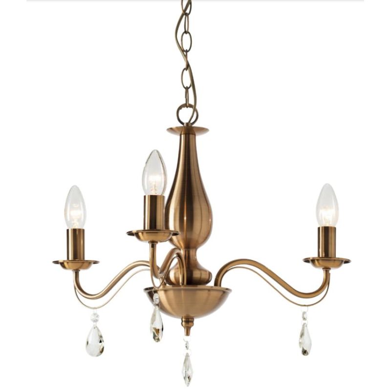 FABIOLA LAMPADARIO CLASSICO CON 3 O 5 LUCI IN METALLO FINITURA OTTONE LAMPADINE A VISTA ATTACCO E14