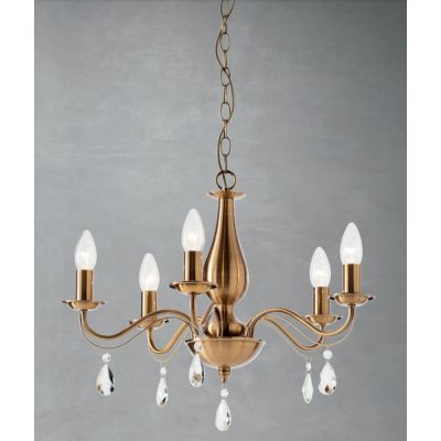 FABIOLA LAMPADARIO CLASSICO CON 3 O 5 LUCI IN METALLO FINITURA OTTONE LAMPADINE A VISTA ATTACCO E14