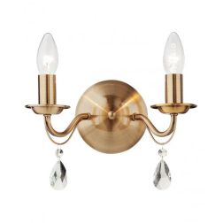 FABIOLA APPLIQUE CLASSICA 2 LUCI IN METALLO FINITURA OTTONE LAMPADINE A VISTA ATTACCO E14 2