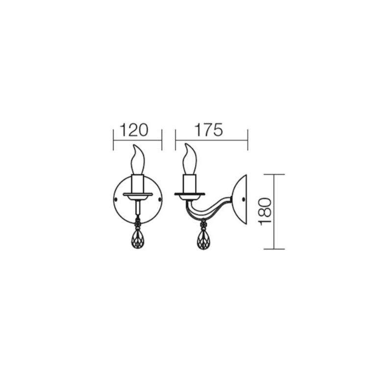 FABIOLA APPLIQUE CLASSICA 1 LUCE IN METALLO FINITURA OTTONE LAMPADINA A VISTA ATTACCO E14