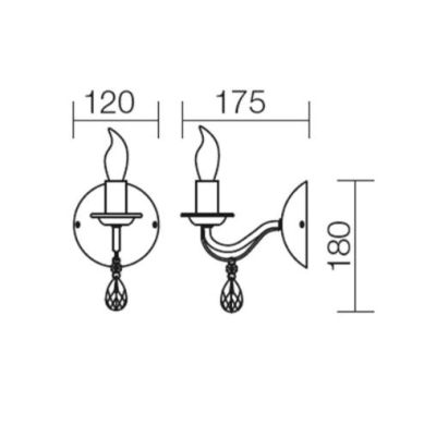FABIOLA APPLIQUE CLASSICA 1 LUCE IN METALLO FINITURA OTTONE LAMPADINA A VISTA ATTACCO E14