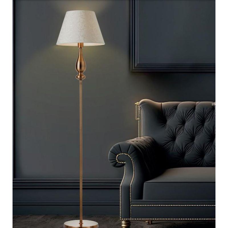 FABIOLA PIANTANA CLASSICA H155 CM IN METALLO CON FINITURA OTTONE E PARALUME IN TESSUTO BEIGE