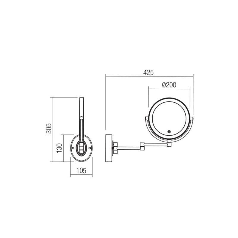 SELFIE APPLIQUE DA BAGNO PER TRUCCO CON SPECCHIO ROTONDO LED 7W CCT DIMMERABILE TOUCH DIMMER