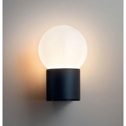 BULK APPLIQUE PER ESTERNO IP44 ANTRACITE CON SFERA BIANCA OPALE LAMPADINA ATTACCO E27