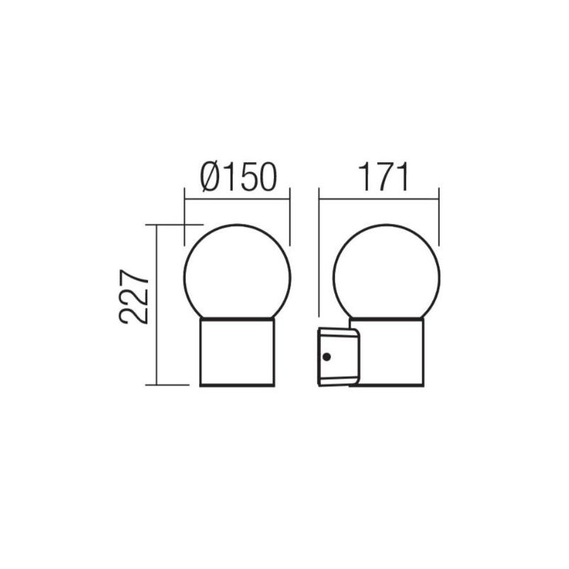 BULK APPLIQUE PER ESTERNO IP44 ANTRACITE CON SFERA BIANCA OPALE LAMPADINA ATTACCO E27