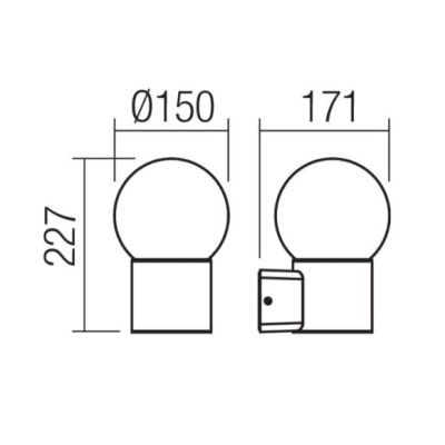 BULK APPLIQUE PER ESTERNO IP44 ANTRACITE CON SFERA BIANCA OPALE LAMPADINA ATTACCO E27