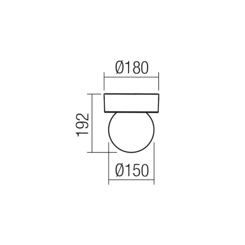 BULK APPLIQUE PLAFONIERA IP44 DA ESTERNO ANTRACITE CON SFERA BIANCA OPALE LAMPADINA ATTACCO E27