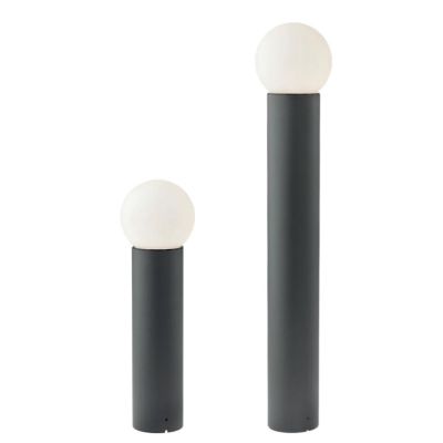 BULK PALI DA GIARDINO IP44 2 MISURE ANTRACITE CON SFERA BIANCA OPALE LAMPADINA ATTACCO E27