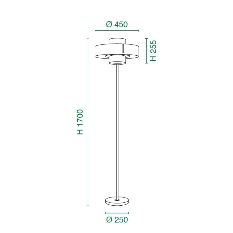 LOTO PIANTANA MODERNA H170 CM IN METALLO E VETRO 3 COLORI LAMPADINA ATTACCO E27