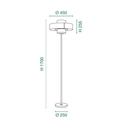 LOTO PIANTANA MODERNA H170 CM IN METALLO E VETRO 3 COLORI LAMPADINA ATTACCO E27
