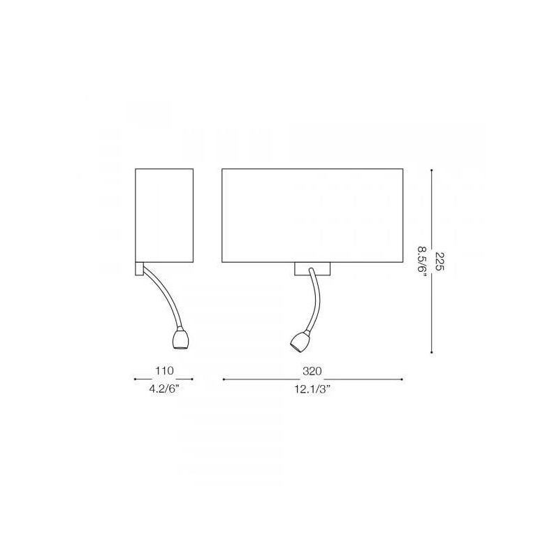 LAMPADA DA PARETE CON PARALUME IN TESSUTO BIANCO O NERO E CON BRACCIO ORIENTABILE LED 1W DA LETTURA CRISTALENSI - Cristalensi Sh