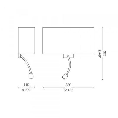 LAMPADA DA PARETE CON PARALUME IN TESSUTO BIANCO O NERO E CON BRACCIO ORIENTABILE LED 1W DA LETTURA CRISTALENSI - Cristalensi Sh